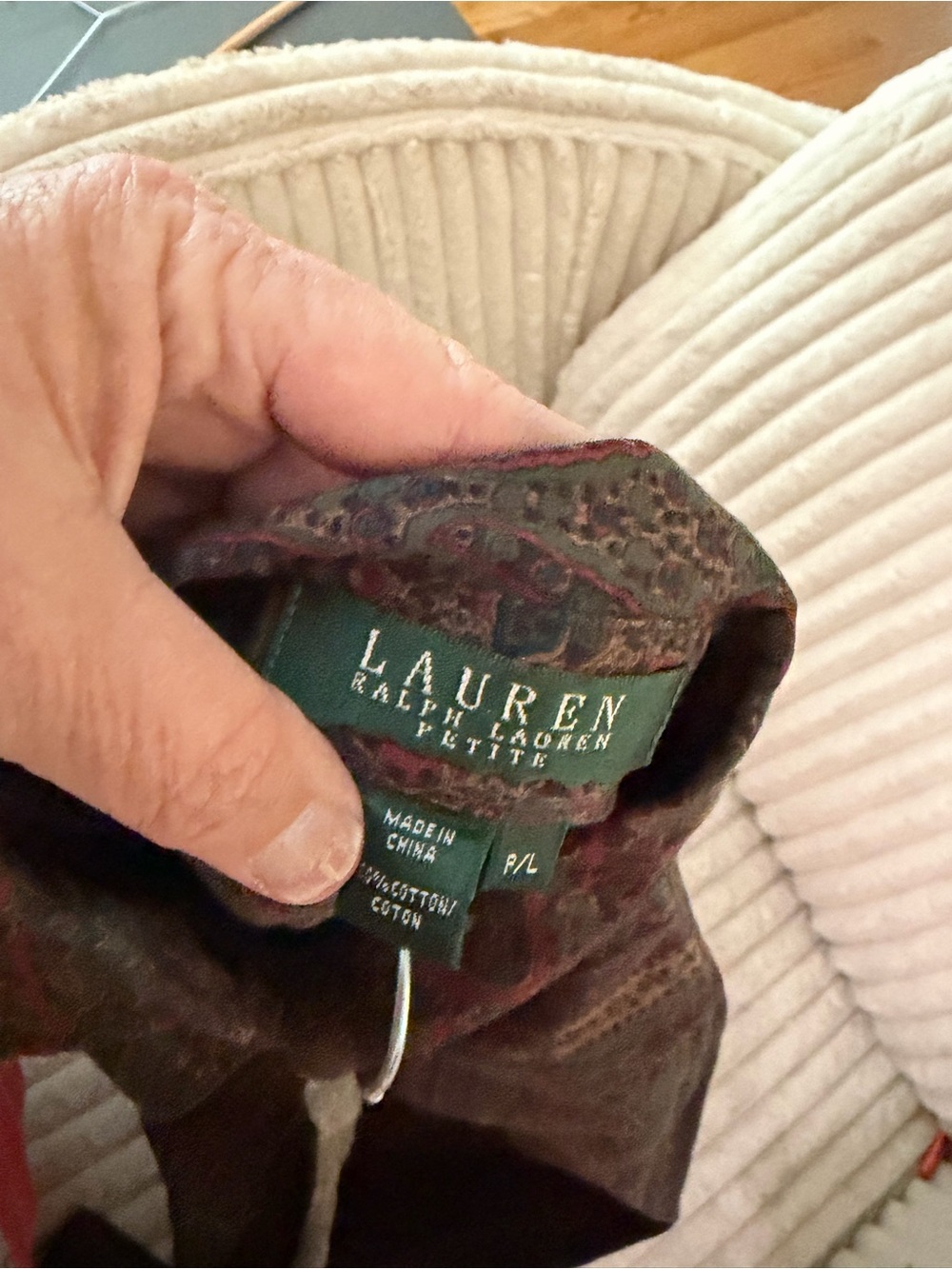 Lauren Ralph Lauren Petite Button-Up Shirt - Burgundy and Forest Paisley